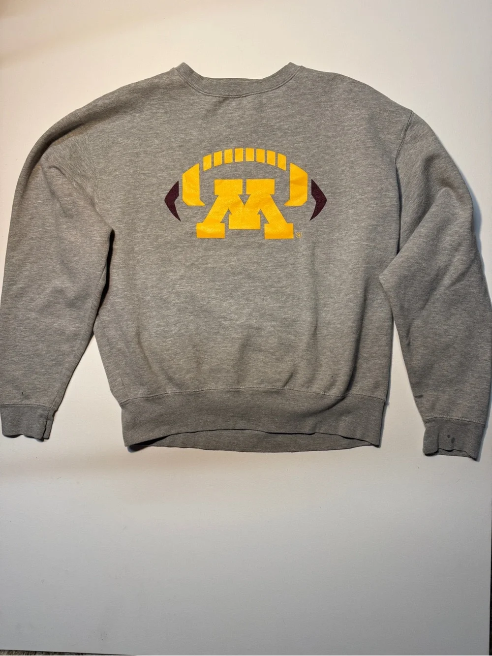 Gray Crewneck Sweatshirt with Gold & Maroon Football Logo‎